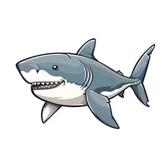 Shark. Hand drawn vector illustration. Isolated on white background.
