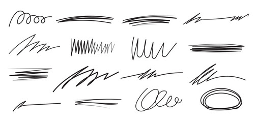 Line brush strokes marker scribble sketch underline. Hand drawn marker scribbles.
