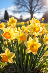 Radiant Daffodils in Spring Bloom: A Brilliant Display of Nature's Beauty