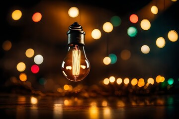 bulb in night making a glowing sceen