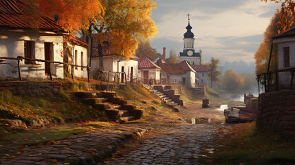 Ancient Vitebsk in the autumn .. - obrazy, fototapety, plakaty