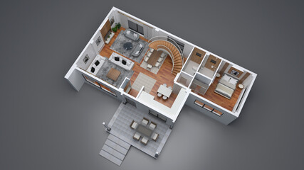 First Floor - 3D Interior Plan - View 01