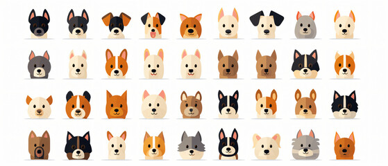 Fototapeta premium Animal dog flat icon elements