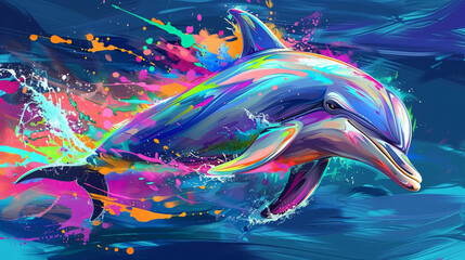 Art colorful dolphin 