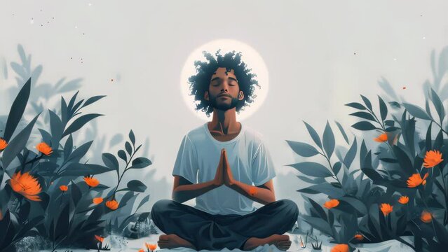 Drawing man sitting for meditate. Generative ai.	