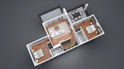 Second Floor - 3D Interior Plan - View 04