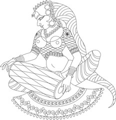 celebration drawings in Indian miniature style, especially for Gudhi Padwa, and other festivals and Hindu wedding cards, musicians, and processions.	