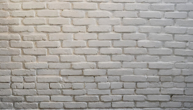 White painted old brick Wall panoramic background 