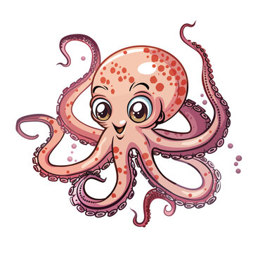 illustration of a cute cartoon octopus on a white background.