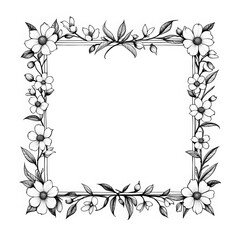 Fototapeta premium seasonal-flowers-meticulously-arranged-in-a-frame-line-drawing-style-void-of-background-focusing