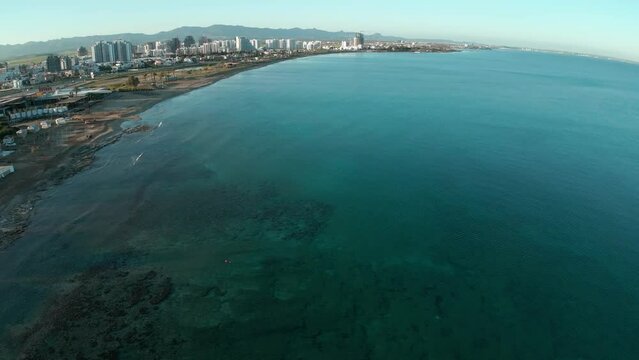 view of the Mediterranean coast. Northern Cyprus. drone view