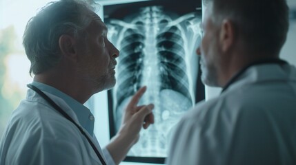 Physicians interpreting rib cage X-rays.