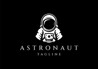 Astronaut logo design vector icon flat illustration