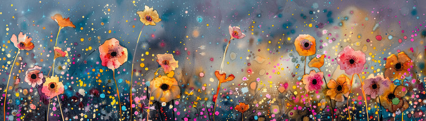 Celestial flora bloom in a watercolor cosmos
