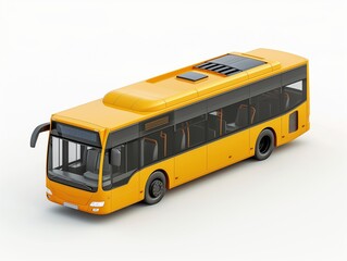 Urban yellow bus isolated on white background