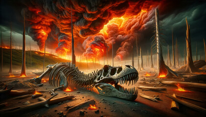 extinction scene of dinosaurs