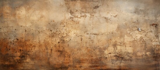 A closeup shot of a weathered brown metal surface resembling wood grain, with rust forming intricate patterns. Surrounded by natural landscape with grass and soil