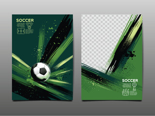 Soccer Template design , Football banner, Sport layout design, Green Theme, vector illustration ,abstract background - obrazy, fototapety, plakaty