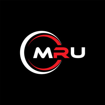 MRU letter logo design with black background in illustrator, cube logo, vector logo, modern alphabet font overlap style. calligraphy designs for logo, Poster, Invitation, etc.