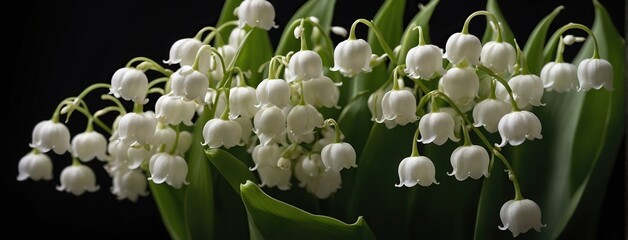 An amazingly beautiful bouquet of fresh lilies of the valley.