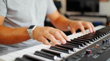 Fototapeta premium Human hands playing the piano.