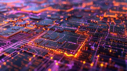 close up view of futuristic circuit board abstract background