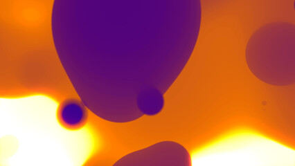 purple dense bland fluid in space of golden orange bokeh light - abstract 3D rendering