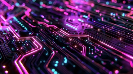 Obraz premium close up view of futuristic circuit board abstract background