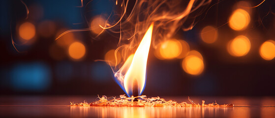 Burning match with flame glowing and flammable concept - obrazy, fototapety, plakaty
