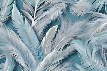 beautiful white baby blue colors pastel tone feather pattern texture cool background for decorative...