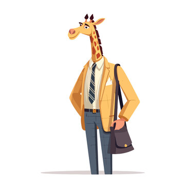 Business man with giraffe head standing with jacket