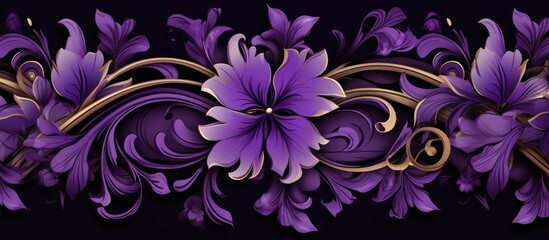 Fototapeta na wymiar Luxurious traditional seamless pattern with violet ornamental design. Ideal for wallpaper, packaging, and textile design.