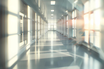 a corridor filled with dozens of large windows - obrazy, fototapety, plakaty