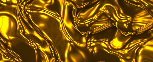 Abstract liquid molten gold pattern texture illustration background. - 758653772