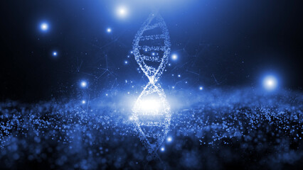 Dna structure on shining cyber space illustration background. - 758653788