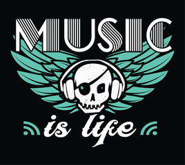 Music Is Life Vector T Shirt Design
