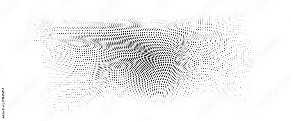 Fototapete flowing wave dot halftone pattern: curve gradient shape on transparent background. suitable for ai, 