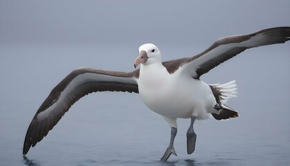 Fototapeta na wymiar An Albatross With Its Feathers Fluffed Up Against