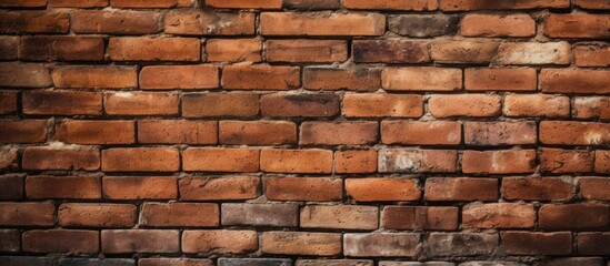 A detailed close up of a brown brick wall showcasing the intricacies of brickwork. Each brick is a rectangular building material forming an artistic composite structure