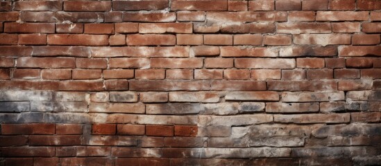 A detailed closeup photo showcasing an antique brick wall displaying intricate brickwork patterns. The weathered bricks give off a rustic charm