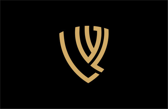 LWL creative letter shield logo design vector icon illustration