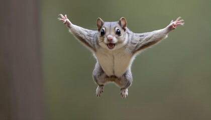 A Flying Squirrel With Its Arms Spread Wide