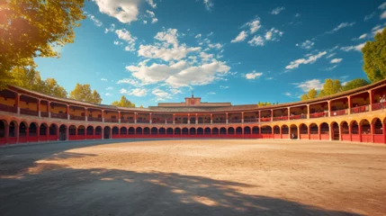 Foto op Canvas Spanish bullring for traditional performance of bullfight Empty round bullfight arena in Spain. generative ai  © Malaika