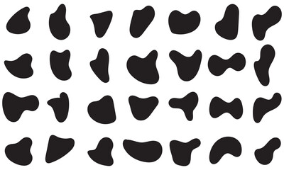 Organic blob shape with irregular form abstract vector illustration. Random oval pebble, asymmetric stone, round amoeba blot. Set of simple graphic geometric stained. Contemporary banner