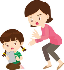 parent angry scold kid mobile phone addicted