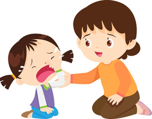 Comforting sad children with friend