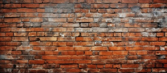 Naklejka premium A detailed closeup of an aged brown brick wall showcasing the intricate patterns of the brickwork, displaying a unique blend of art and building material