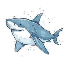 Fototapeta premium Hand drawn sketch of a shark. Isolated on white background.