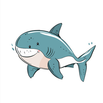 Great white shark. Hand drawn vector illustration isolated on white background.