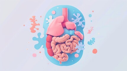Anatomical Illustration of the Digestive System - obrazy, fototapety, plakaty